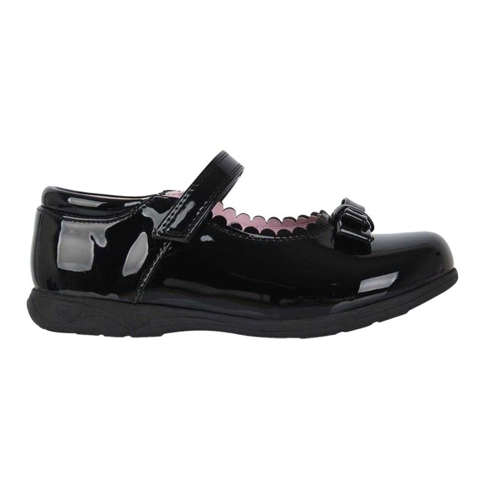 Miso Childrens/Kids Scalloped Edge Flat Ballet Shoes / Black Patent